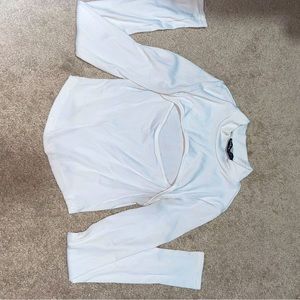 SHEIN white cut out long sleeve crop top
